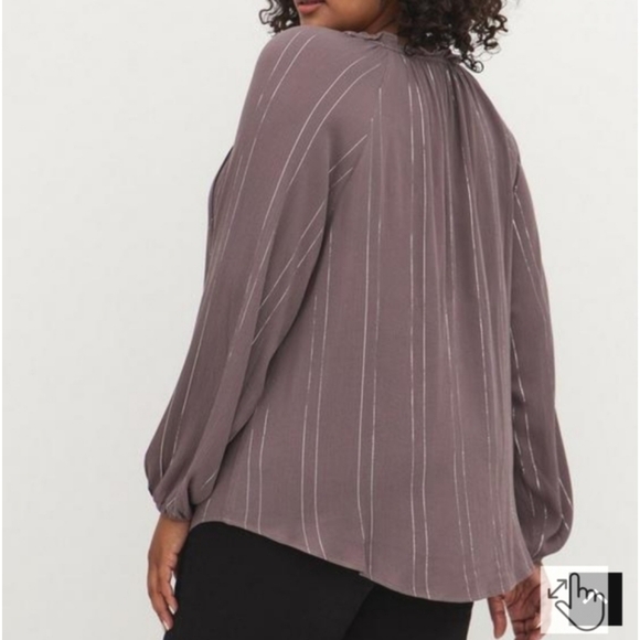 Torrid Crinkle Gauze With Lurex Peasant Blouse 5X - Picture 3 of 14